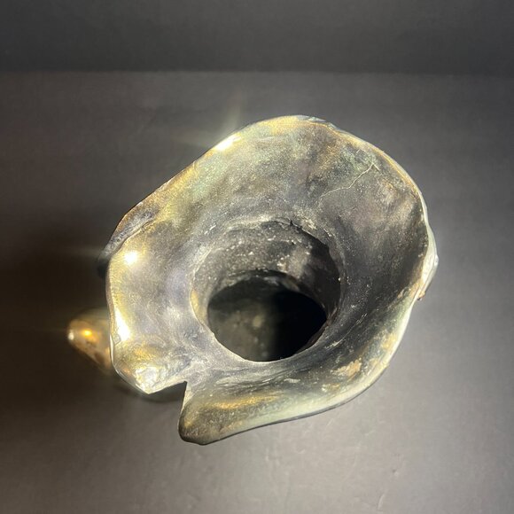 Vintage Victorian Cast Iron Brass-Plated Decorative Ladies Boot Planter Vase - Picture 6 of 7